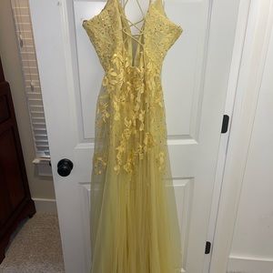 Yellow Prom dress brand faviana